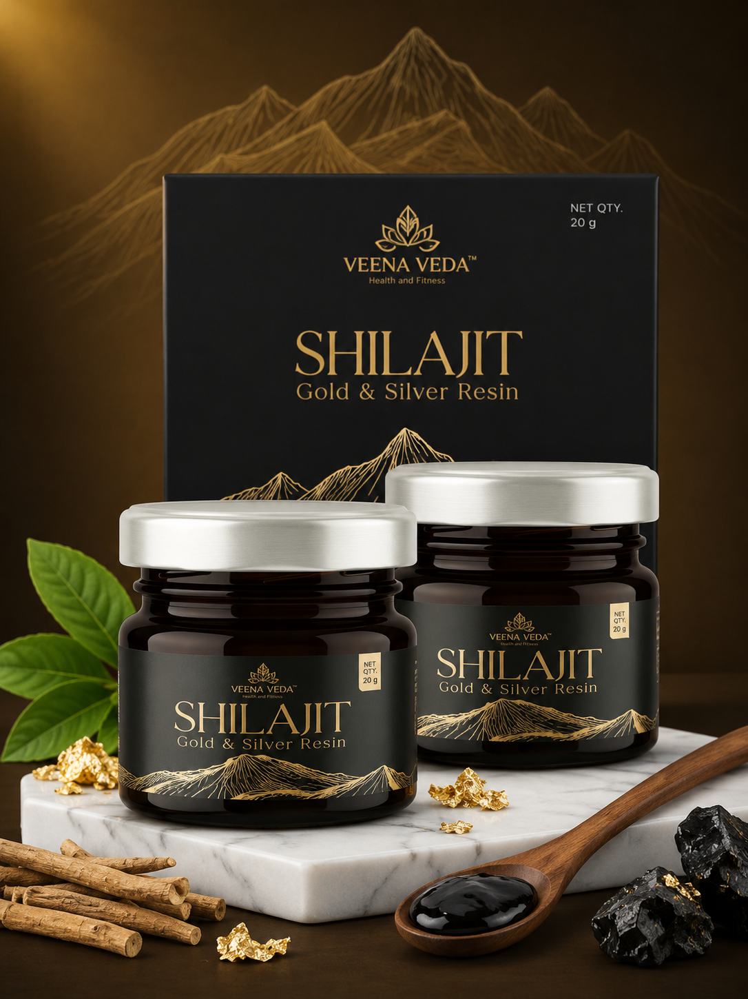 Veena Veda Gold & Silver Shilajit Combo Pack (2 Jars)